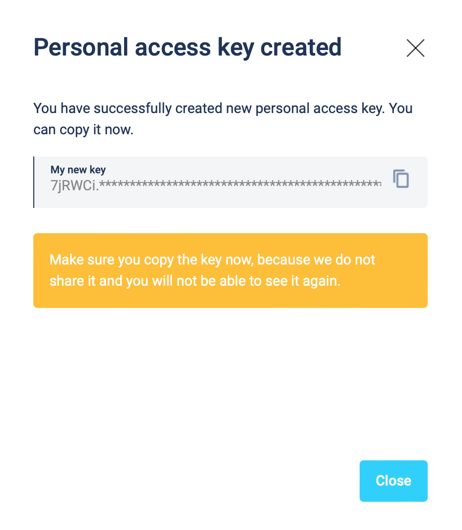 personal key created